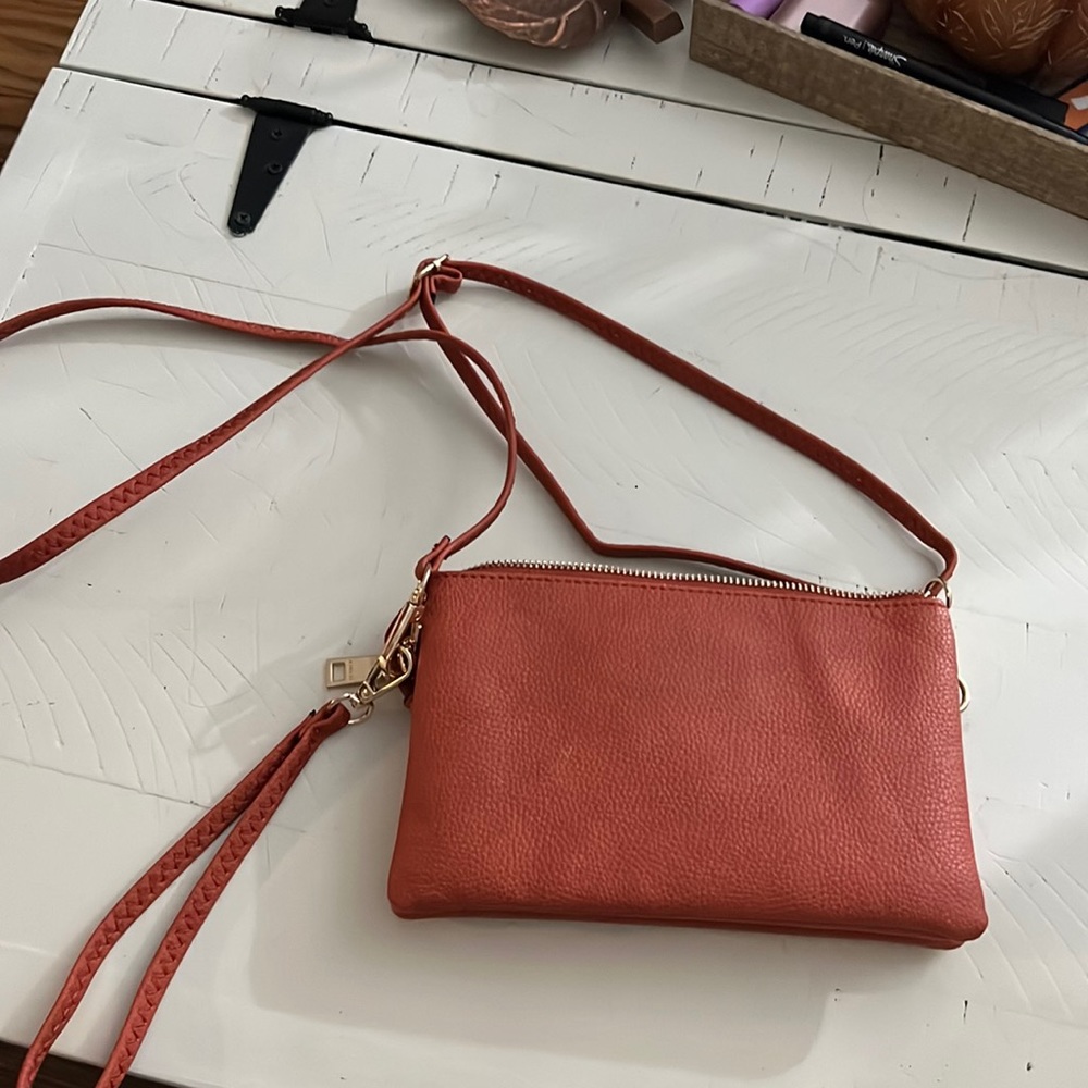 Deep orange satchel/ wristlet